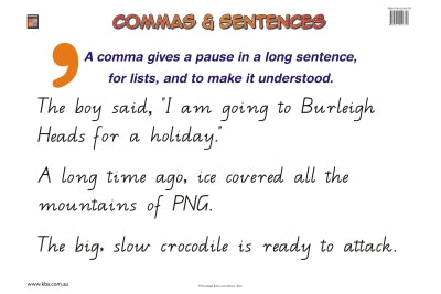 Commas and Sentences Wallchart (Grade 3) 9781875219735